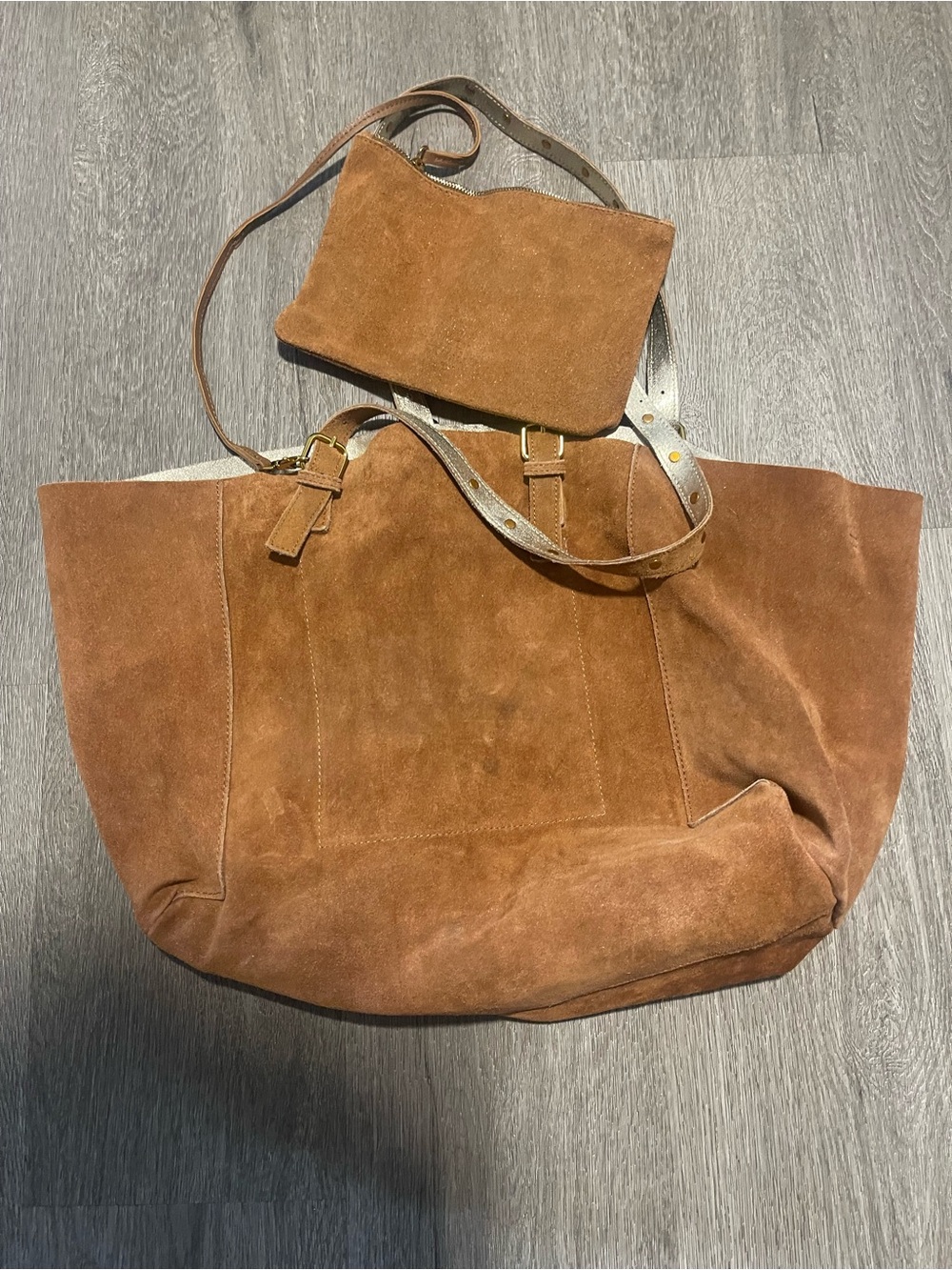 Haute Hippie Suede Tote in Cognac Brown - Picture 2 of 7
